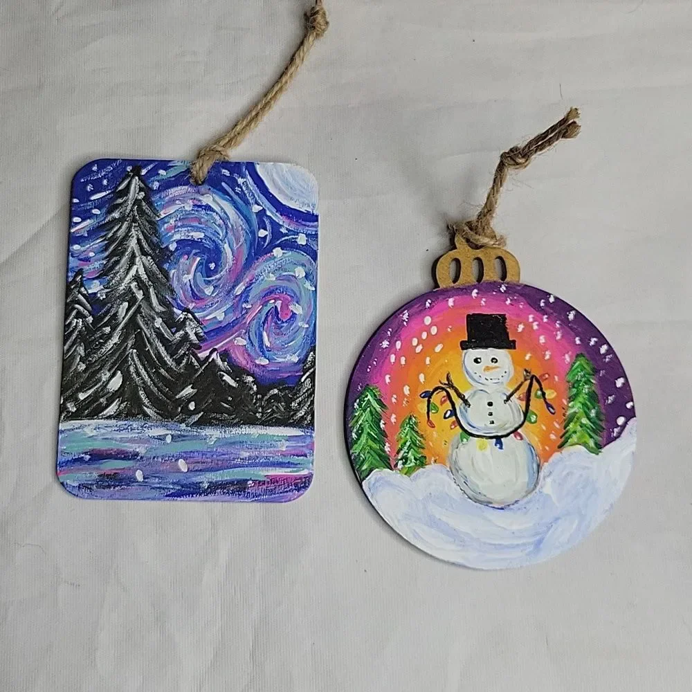 Set of 2 Handpainted Ornaments